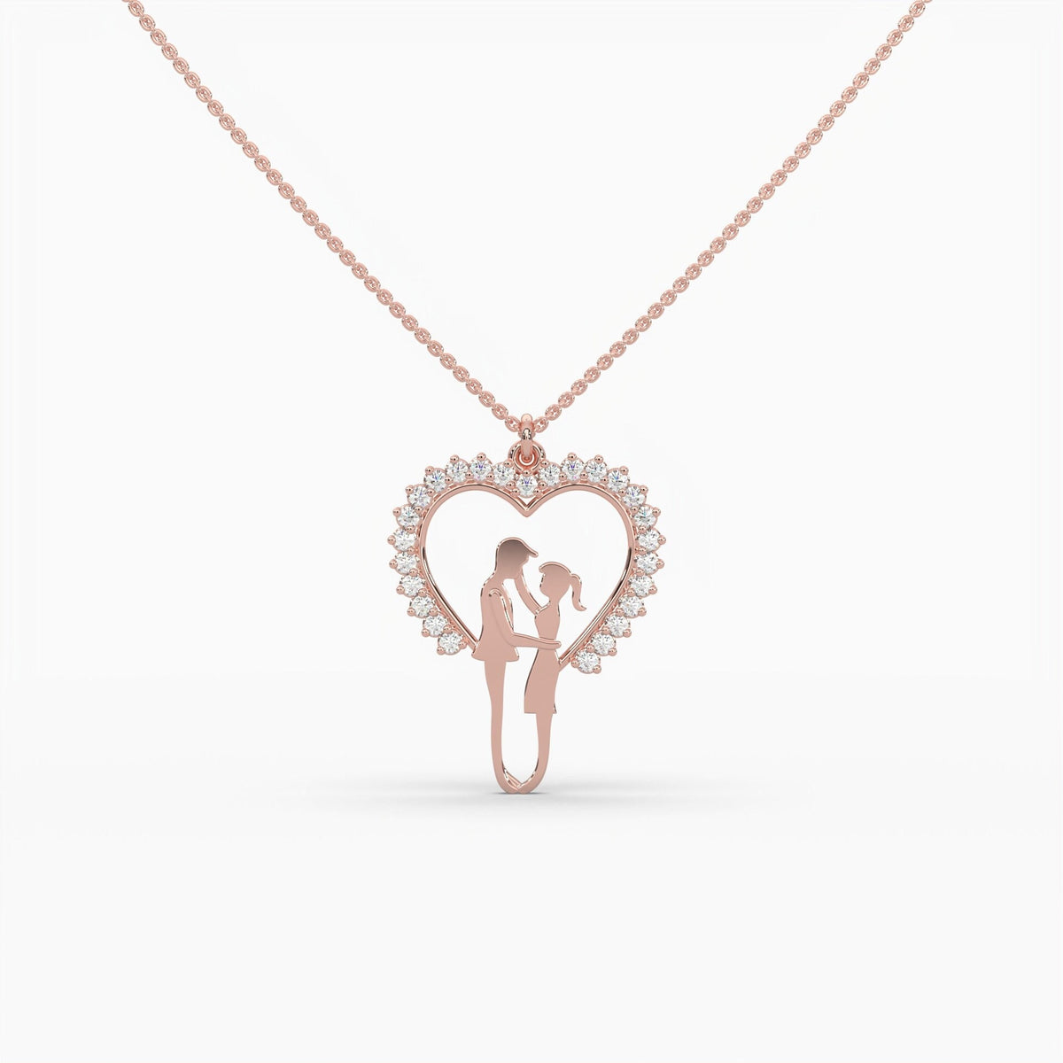 Couple posing Natural diamond Heart Shape Pendant made in 14/18k Gold | Symbol for love