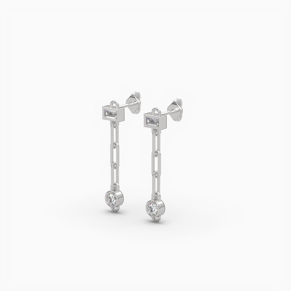 14/18k Gold Paperclip Natural Diamond Earrings