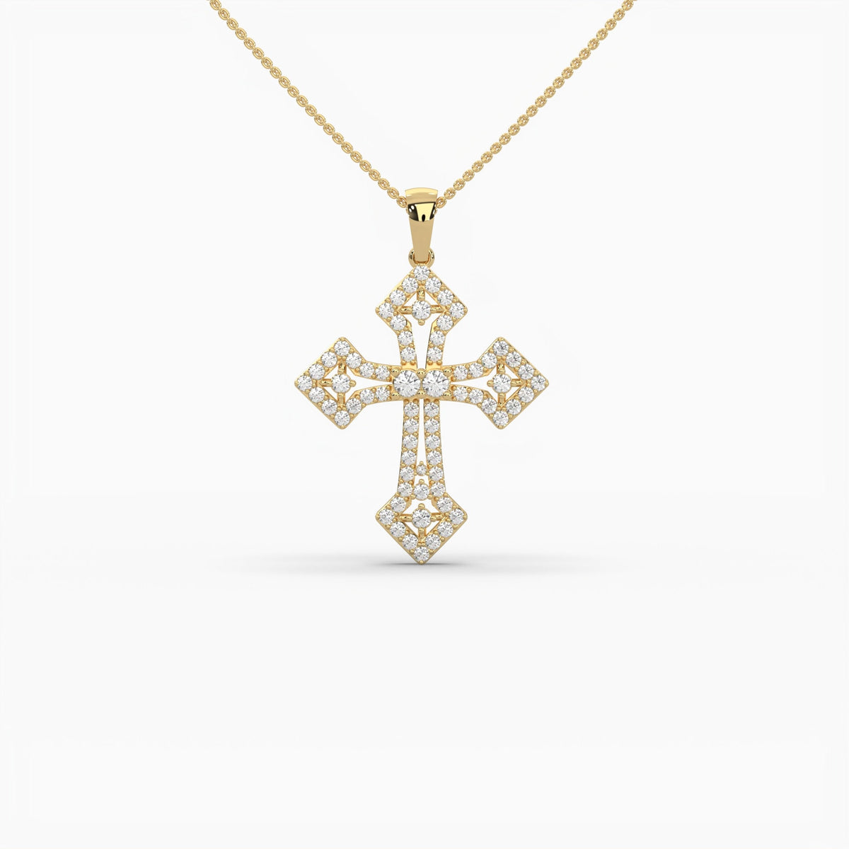 Sparkling Cross Shape Pendant made in 14/18k Gold