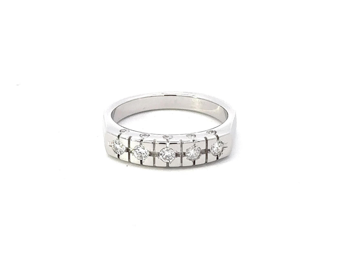 18k White Gold Five-Stone Diamond Wedding Band (0.32 Carat)