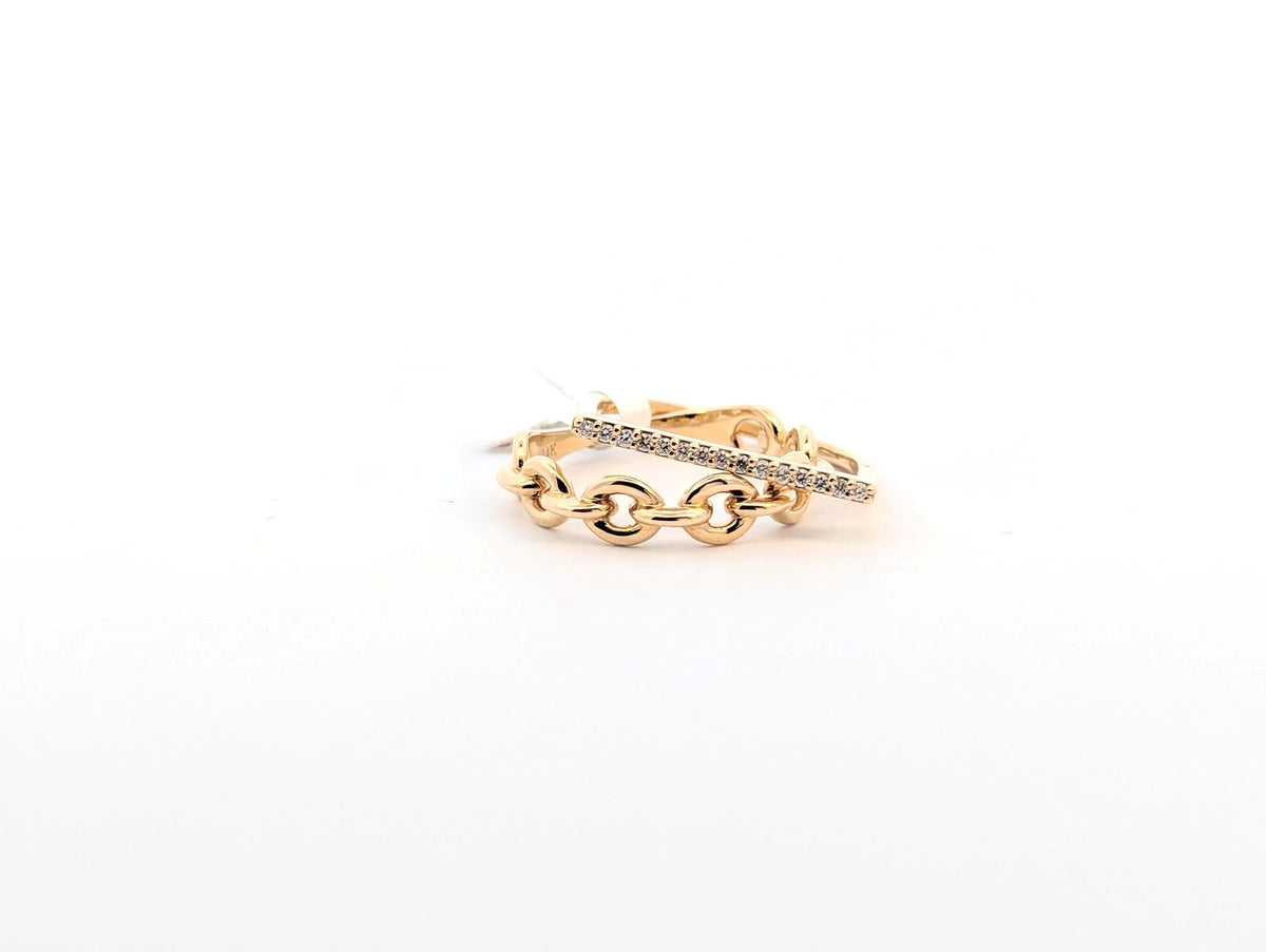 14K Yellow Gold Dual Diamond Ring: Minimalist Open-Top Design