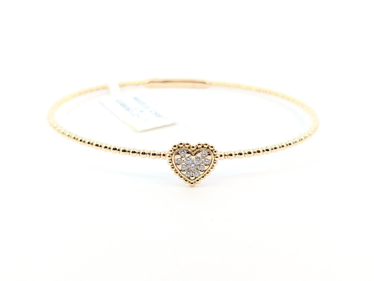 14K Gold Flexible Diamond Bracelet: Heart Design, VS1 Clarity