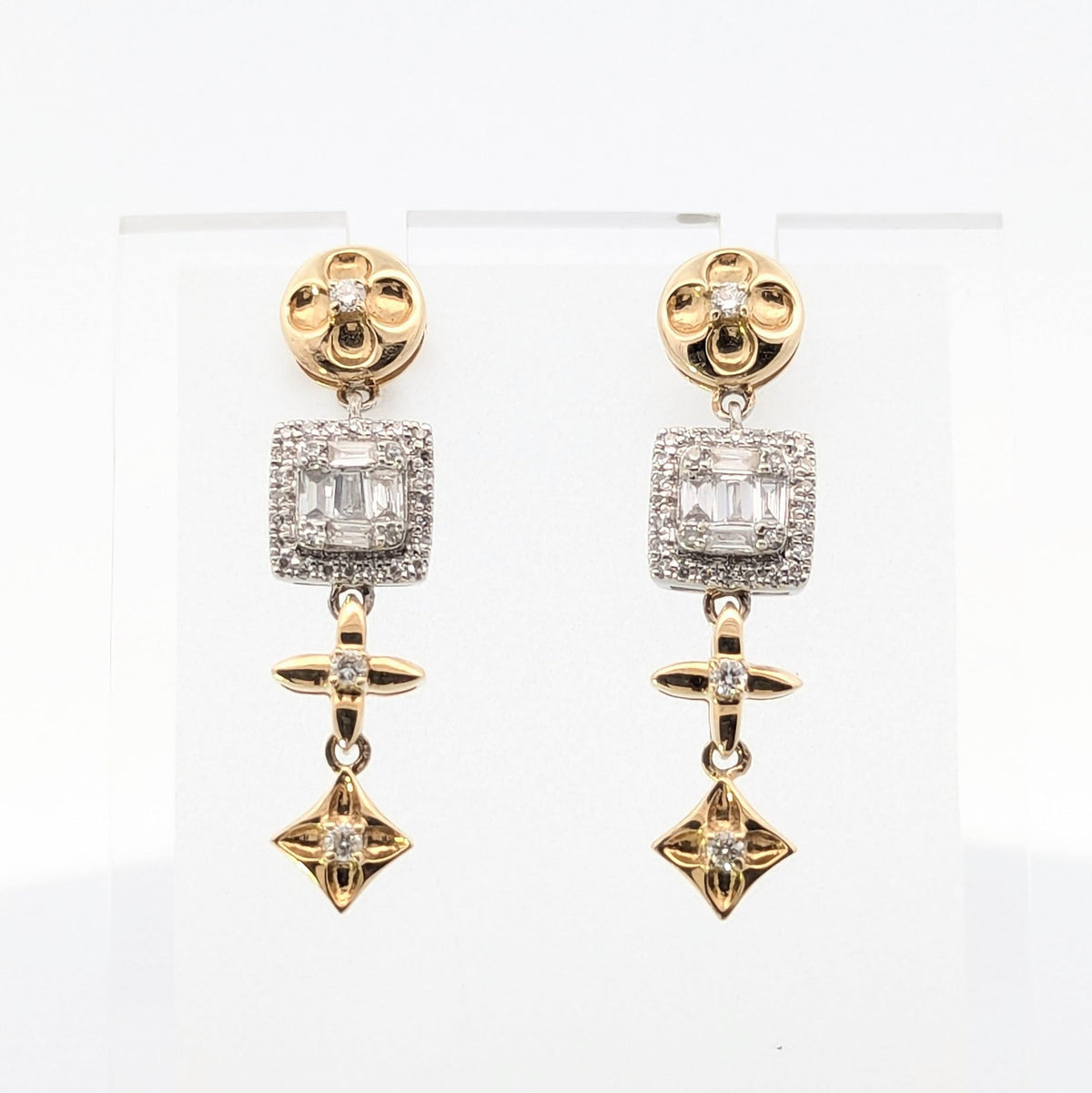 14K White Gold Diamond Drop Earrings: Bridal Anniversary Jewelry