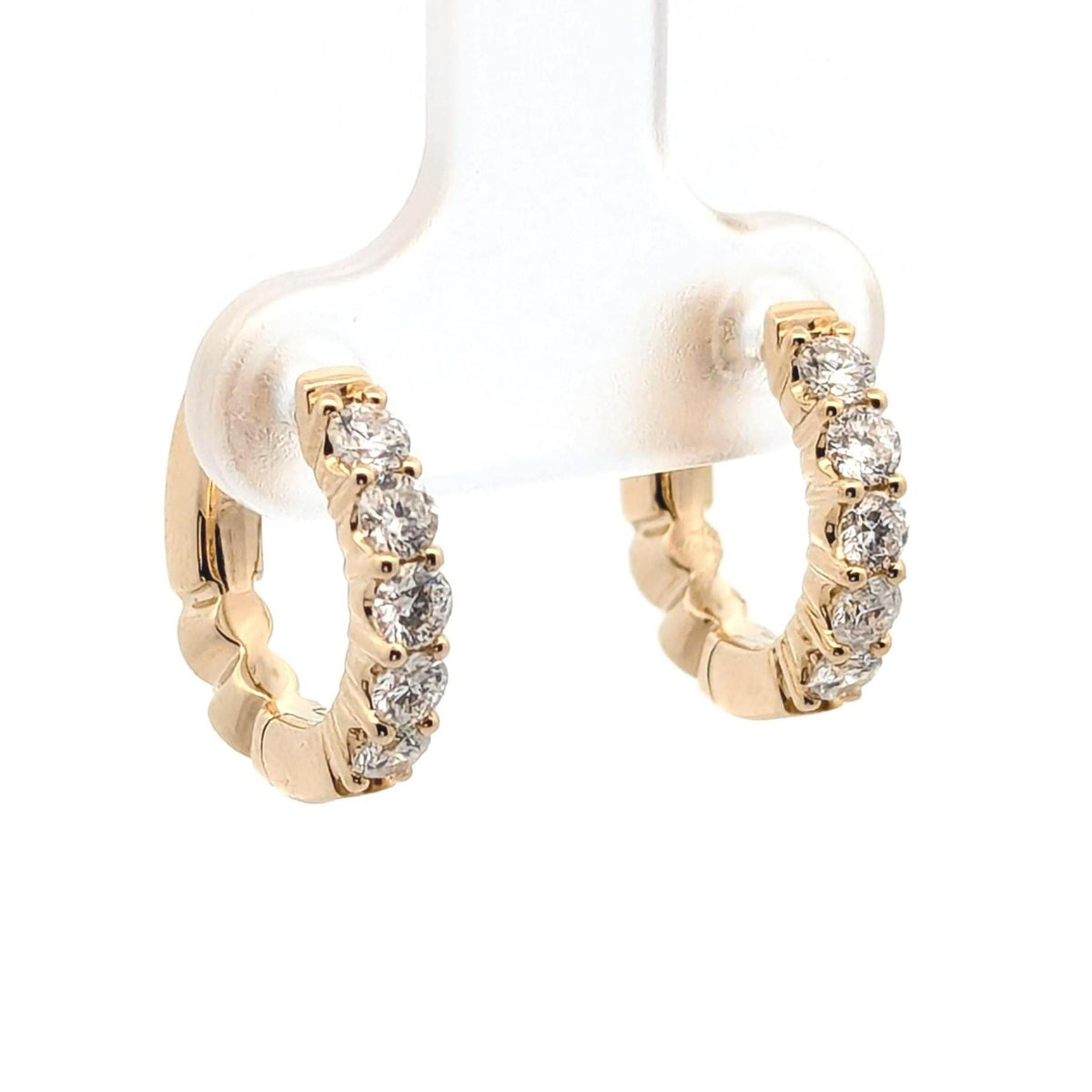 14K Gold With Natural Diamond Hoop Earrings: Half Eternity VS1 Clarity