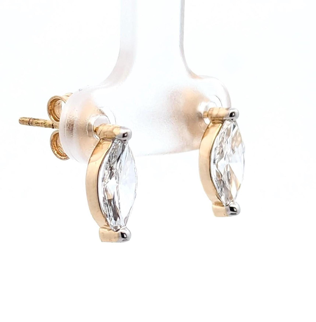 14K Yellow Gold Marquise Lab Grown Diamond Stud Earrings: 2.03 CTW