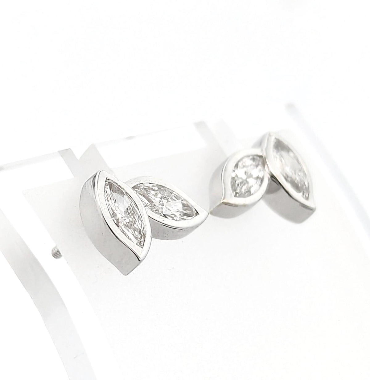 14K White Gold Marquise Lab-Grown Diamond Stud Earrings: 1.01 CTW