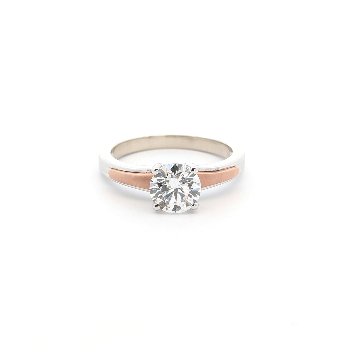 14K Dual Tone Lab Grown Diamond Ring: White & Rose Gold Engagement