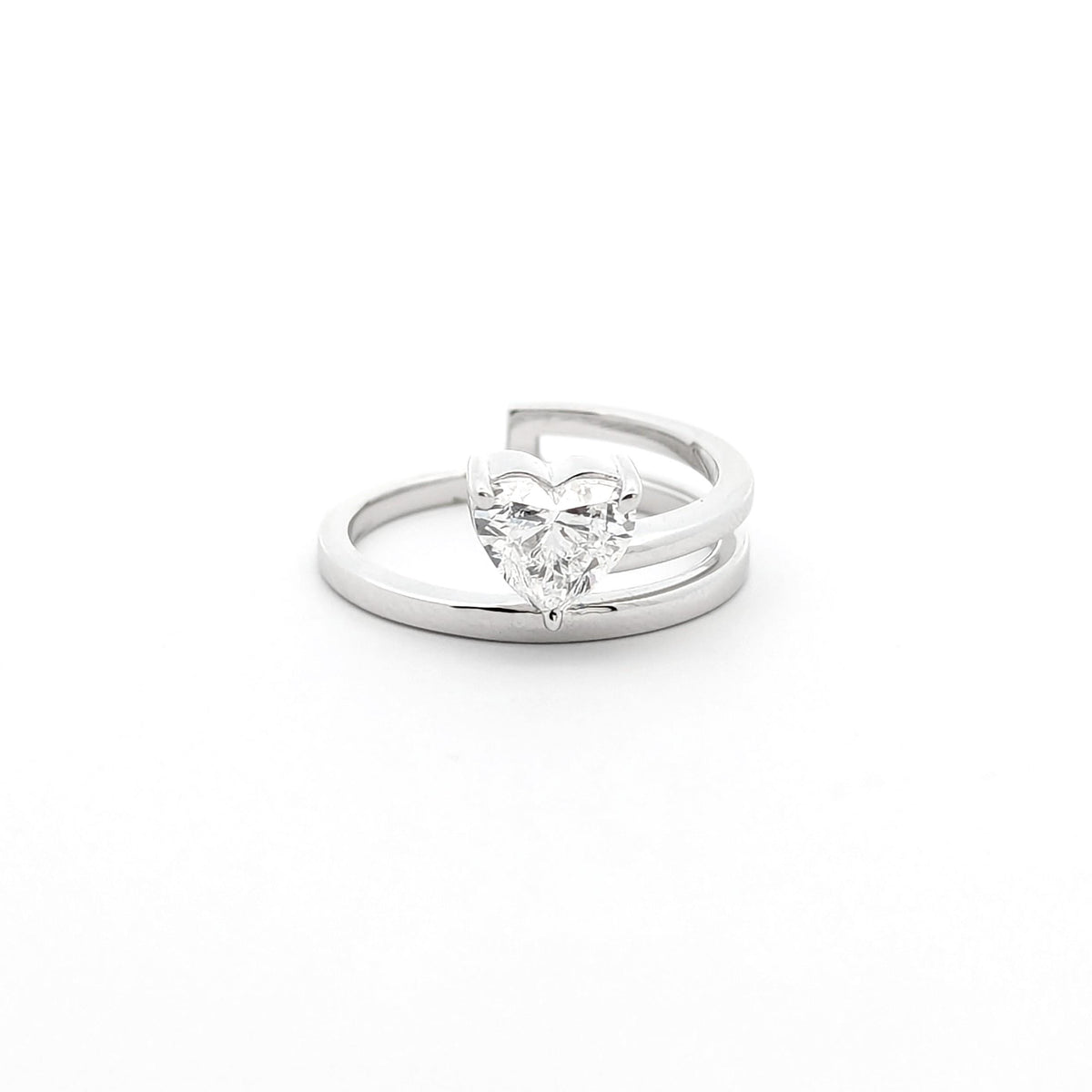 14K White Gold Heart Lab-Grown Diamond Ring: 1.08 CTW Engagement