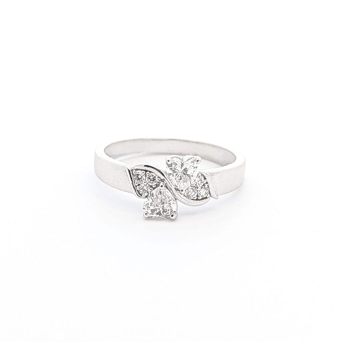 Heart & Round Lab-Grown Diamond Ring: 14K White Gold Stacking Ring