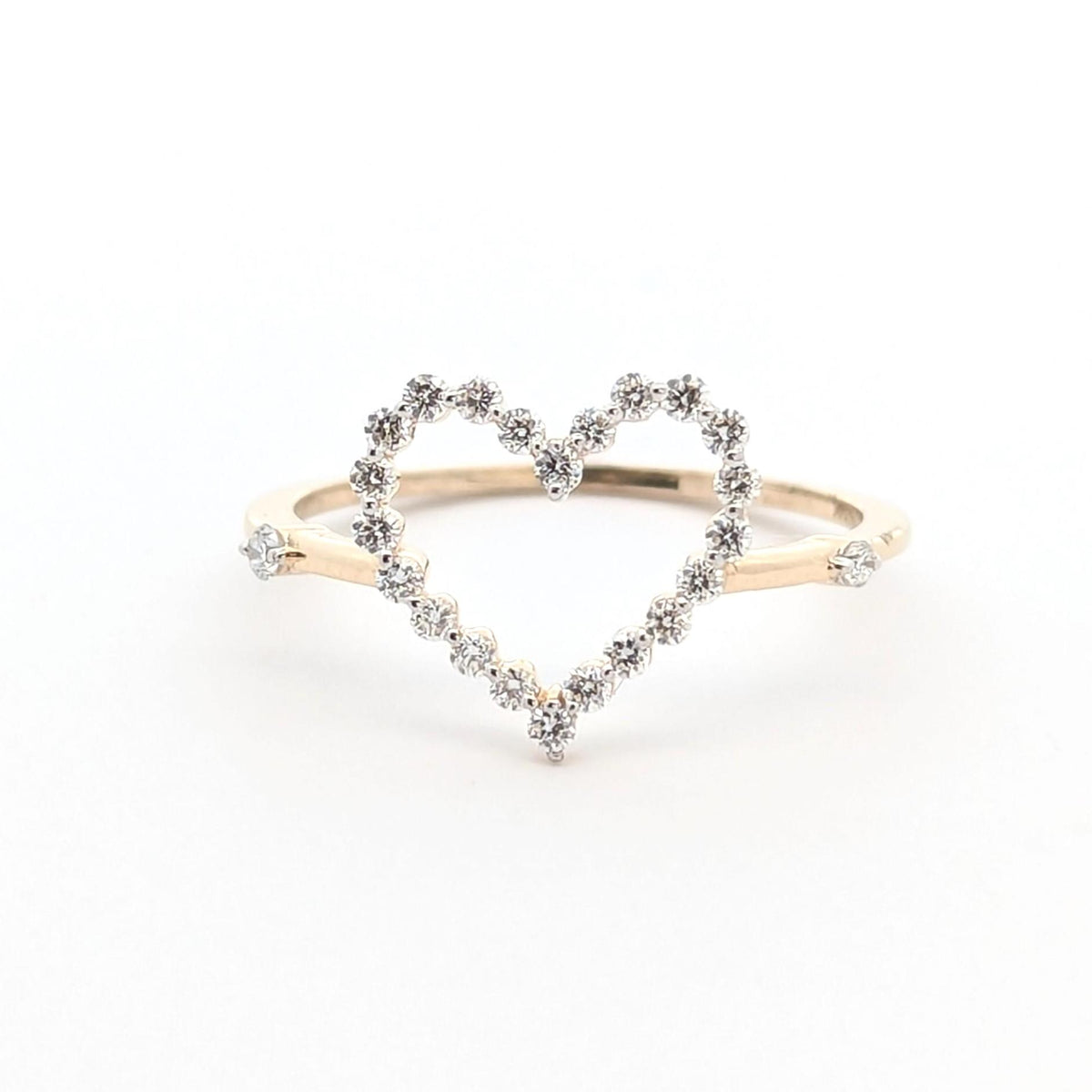Heart Lab Grown Diamond Engagement Ring: 14K Yellow Gold Delicate Stacking Ring