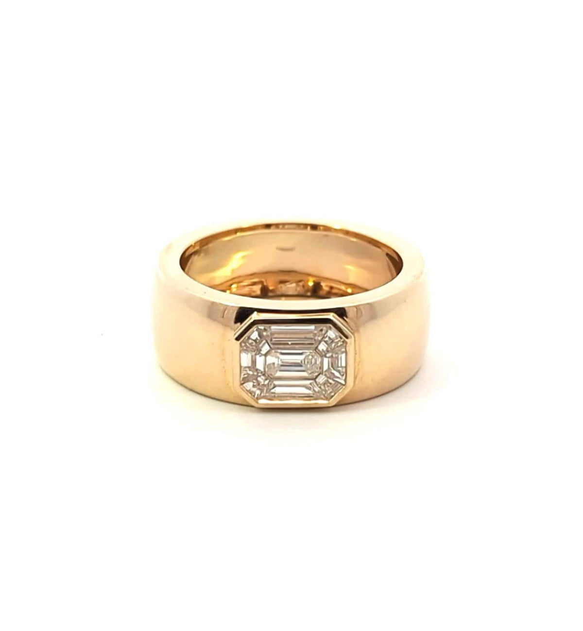 Vintage 14K Gold Diamond Ring: Emerald Cut Stone
