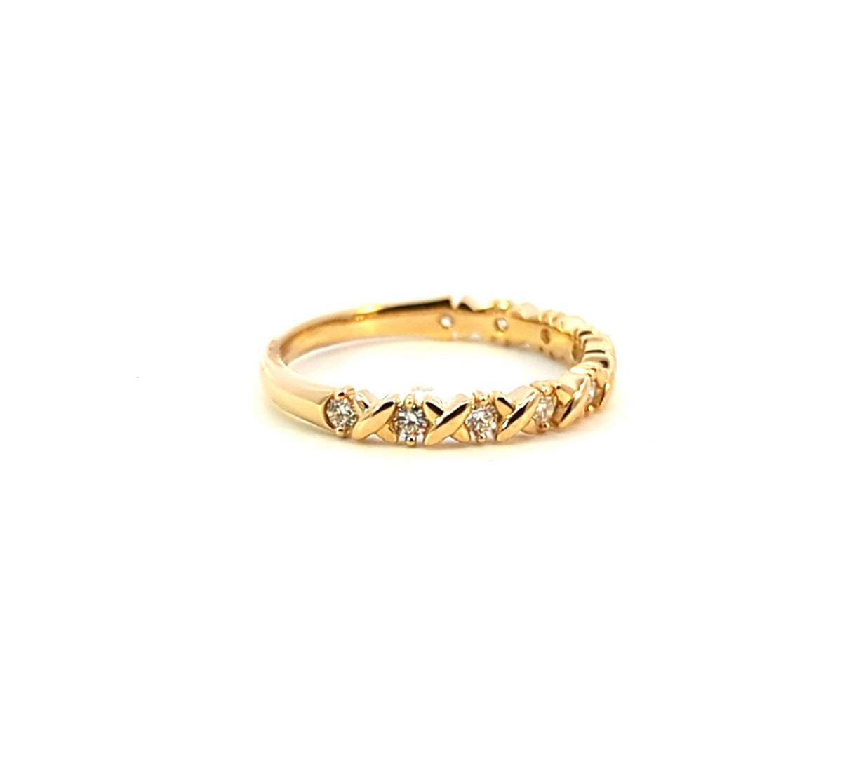 14K Yellow Gold Natural Diamond Engagement Band Ring