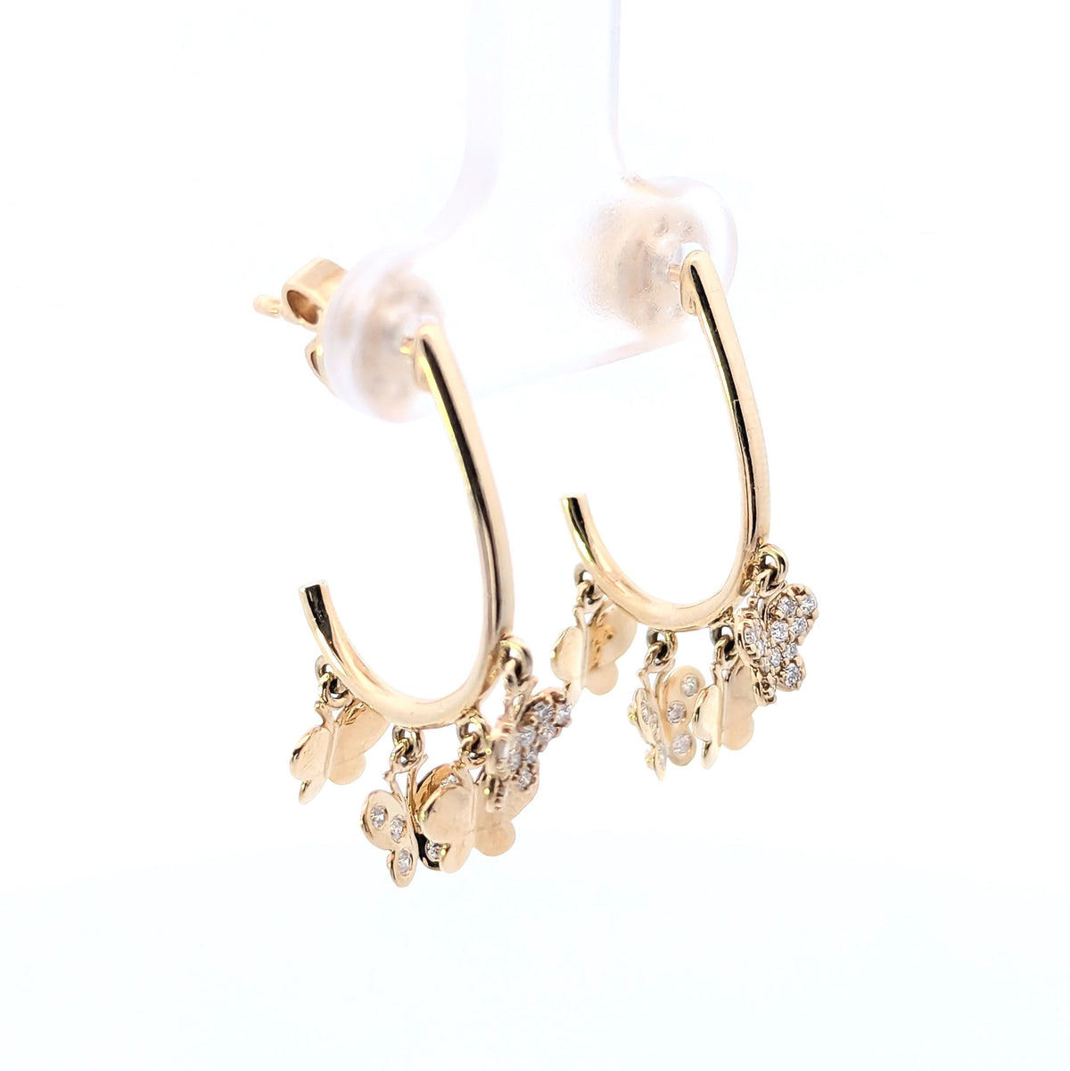 14K Gold Flower Earrings: Natural Diamond Floral Jewelry
