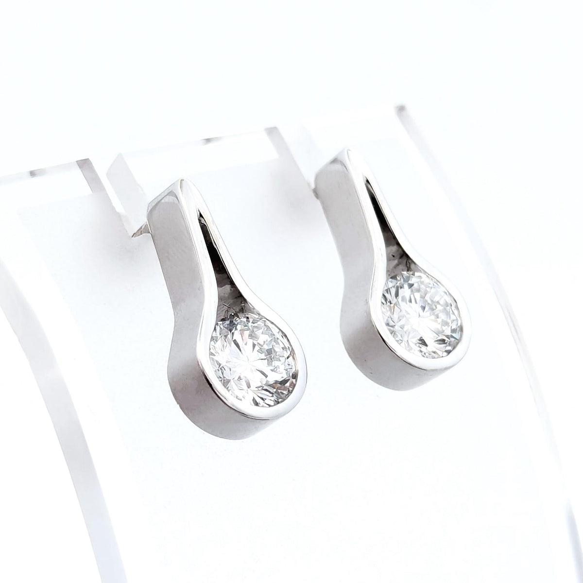 14K White Gold Water Drop Lab Grown Diamond Stud Earrings: 2.18 CTW VS1+