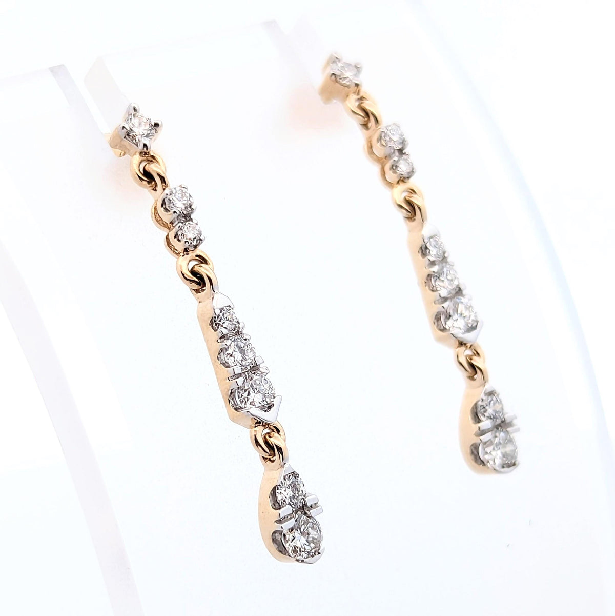 14K Yellow Gold Long Lab Grown Diamond Drop Earrings: VS1+ Clarity