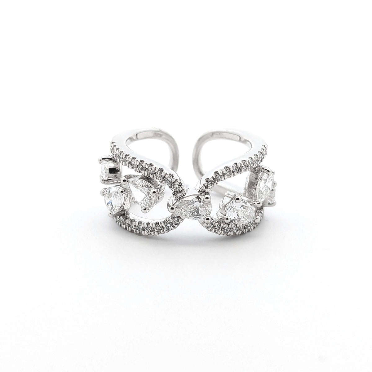 14K White Gold Cocktail Ring: 1.89 CT Lab Grown Diamond