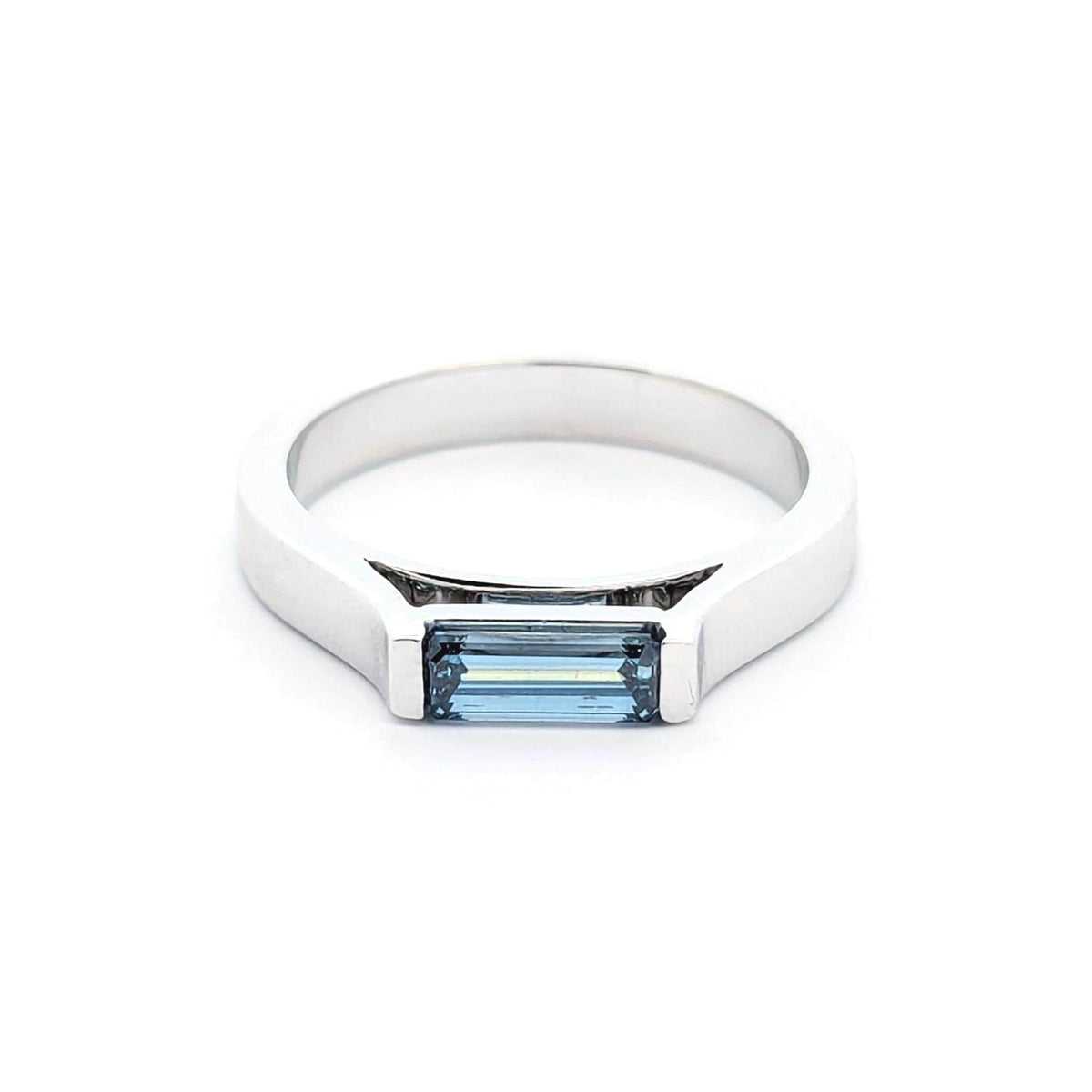 Baguette Lab Grown Diamond Ring: 14K White Gold Stacking Ring