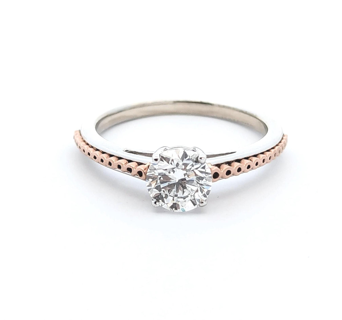 14K Dual Tone Lab Grown Diamond Ring: White & Rose Gold Engagement