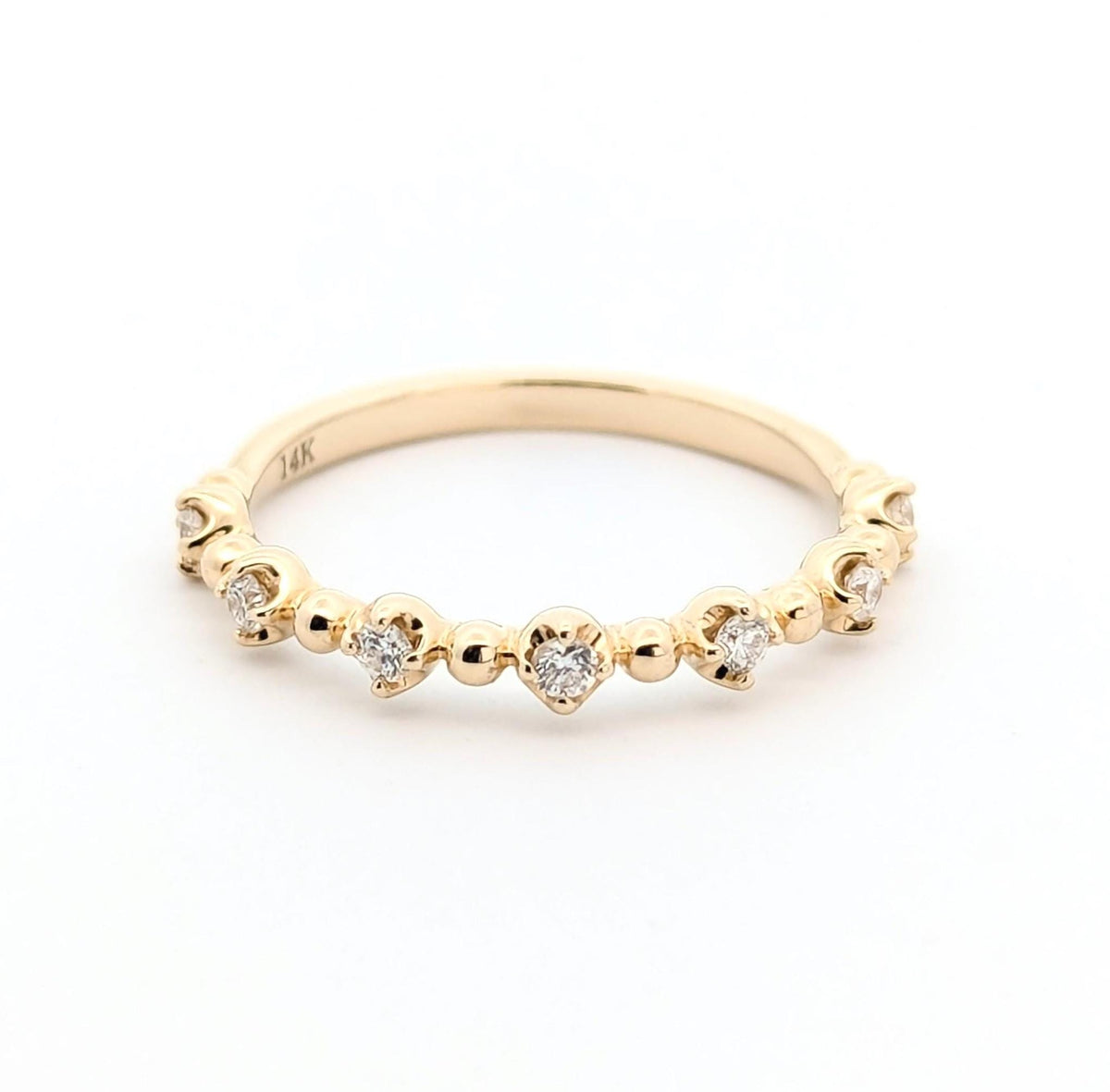14K Yellow Gold Diamond Ring Band: Delicate Stacking Ring