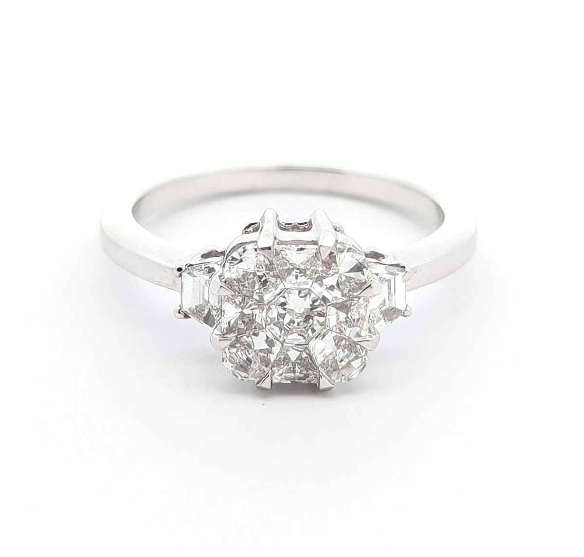 Square Diamond Engagement Ring: 0.93 CT Solitaire, 14K White Gold