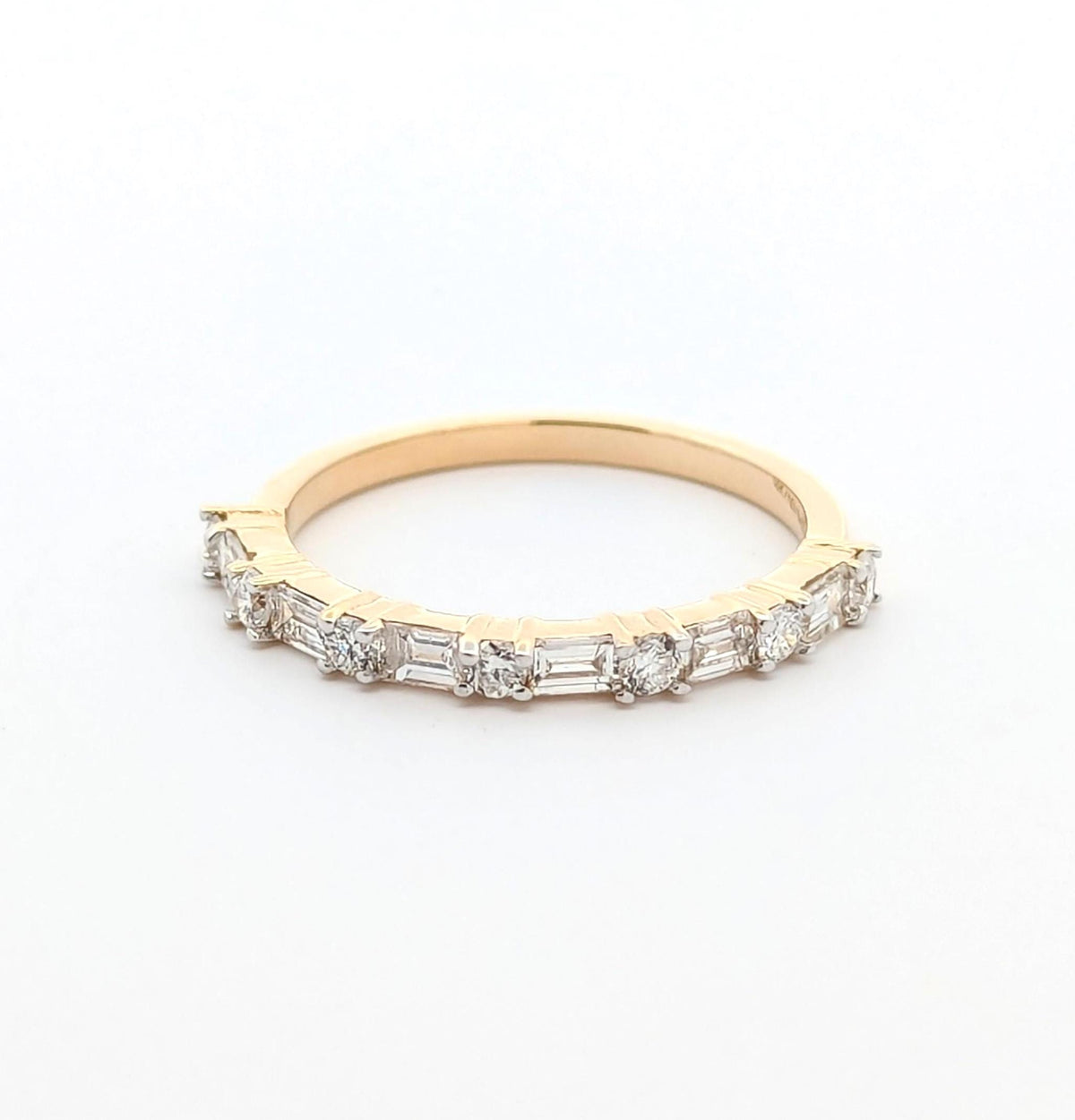 14k Yellow Gold With Natural Diamond Ring: Baguette & Round Cut Fine Jewelry