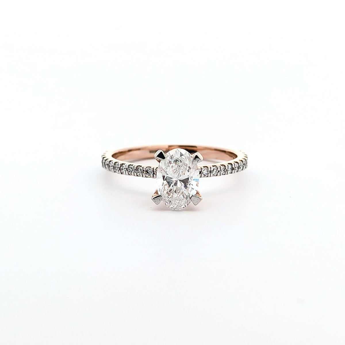 1.24 CT Lab Grown Diamond Engagement Ring: 14k Rose Gold Statement Ring