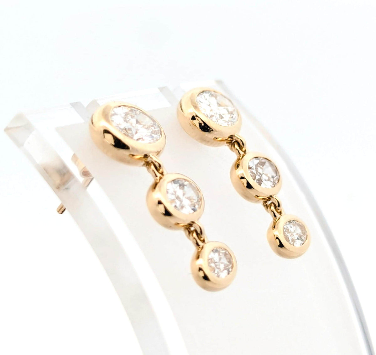 14K Yellow Gold Oval Lab-Grown Diamond Drop Earrings: Fine Jewelry