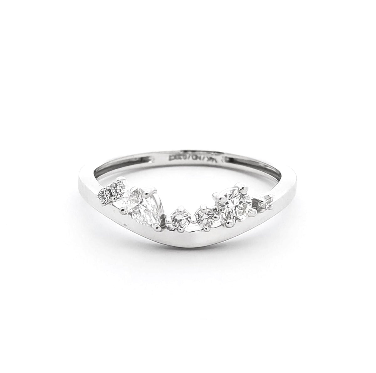 14k White Gold Pear & Round Diamond Ring: Minimalist Engagement Jewelry