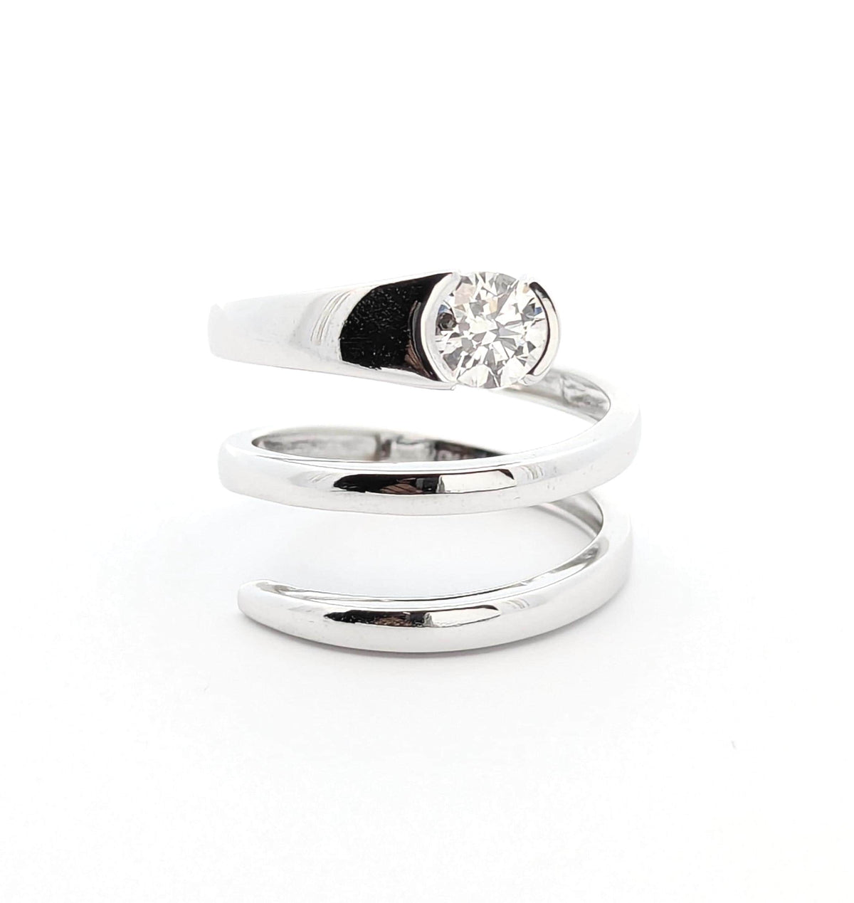 Minimalist 14k White Gold Flexible Diamond Ring: Natural 0.50 ct