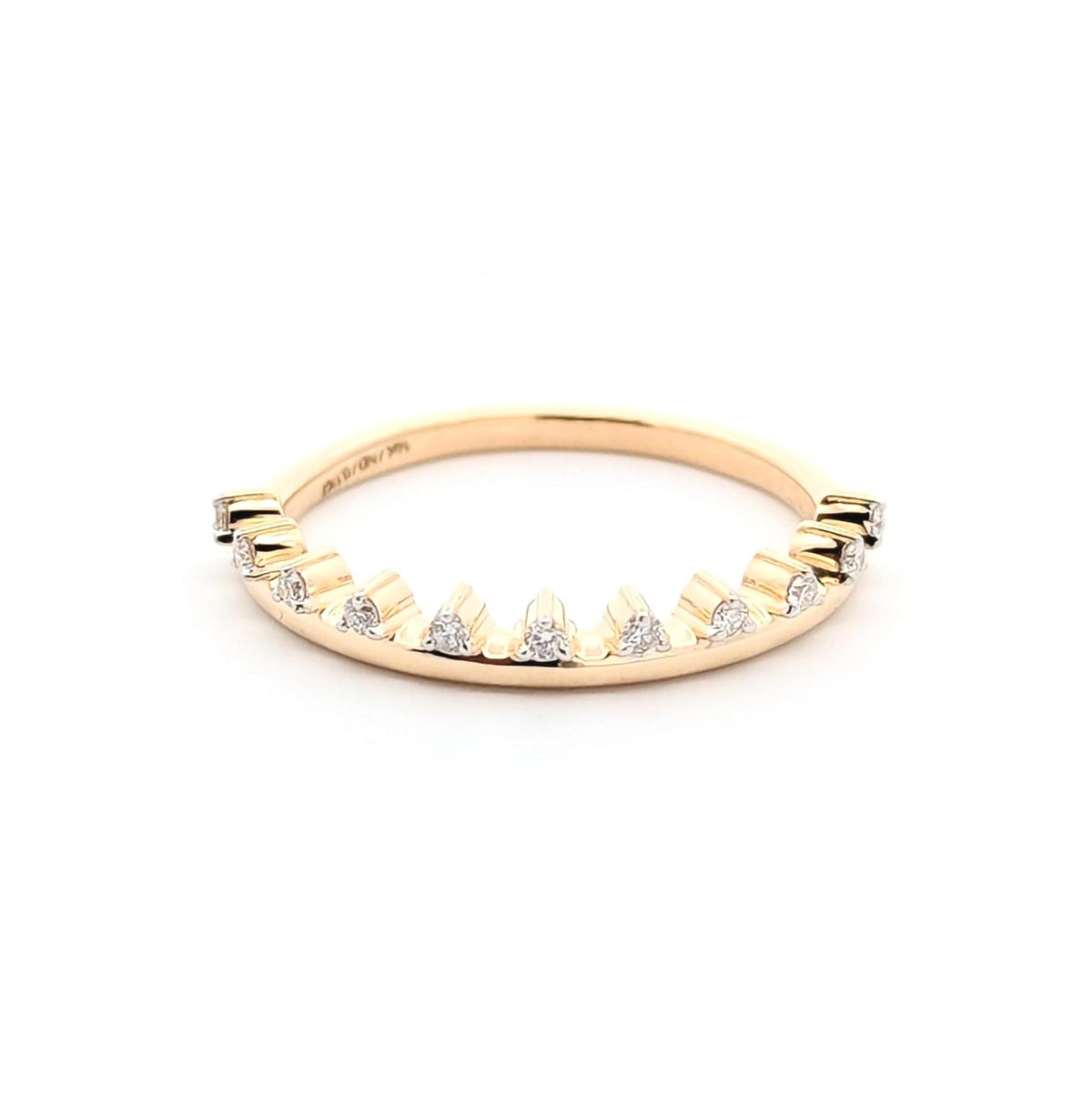 14k Yellow Gold With Natural Diamond Stackable Ring: Fine Jewelry Gift