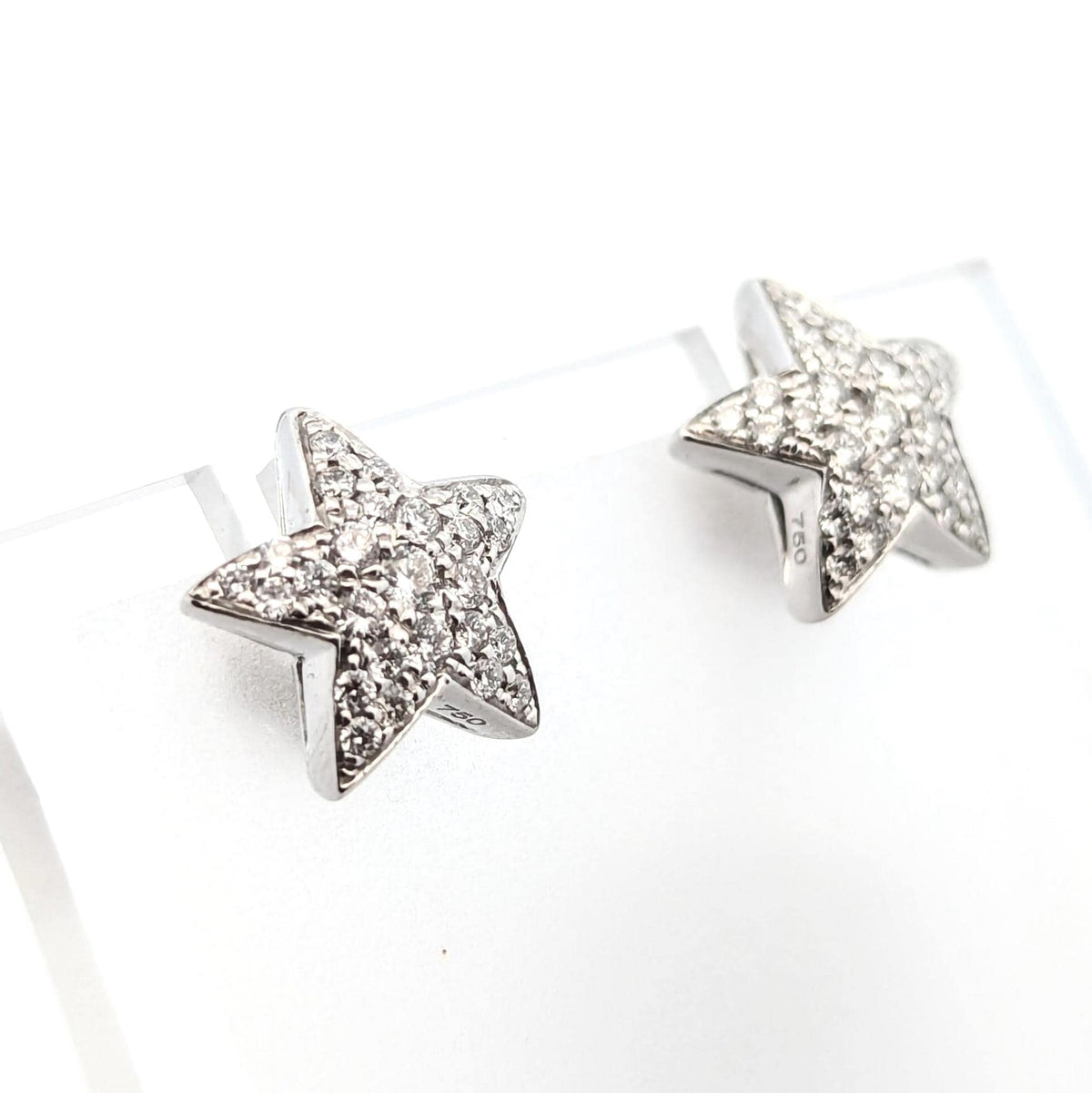 18K White Gold Star Diamond Earrings: Fine Jewelry Gift