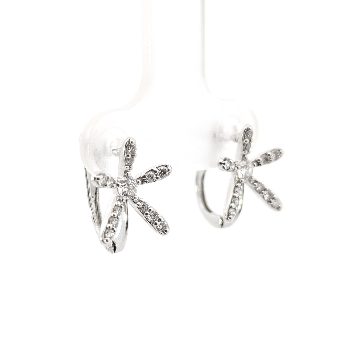 14K White Gold Diamond Flower Earrings: Fine Jewelry Gift