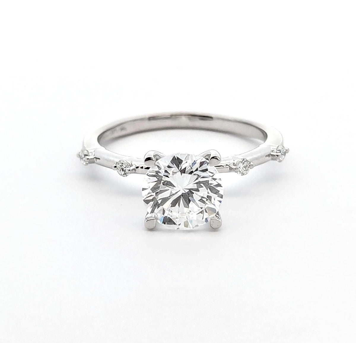 Round VVS Lab Grown Center Stone Luxury Engagement Ring with 14k White Gold | Engagement Ring | Fine Jewelry | Gift for Her