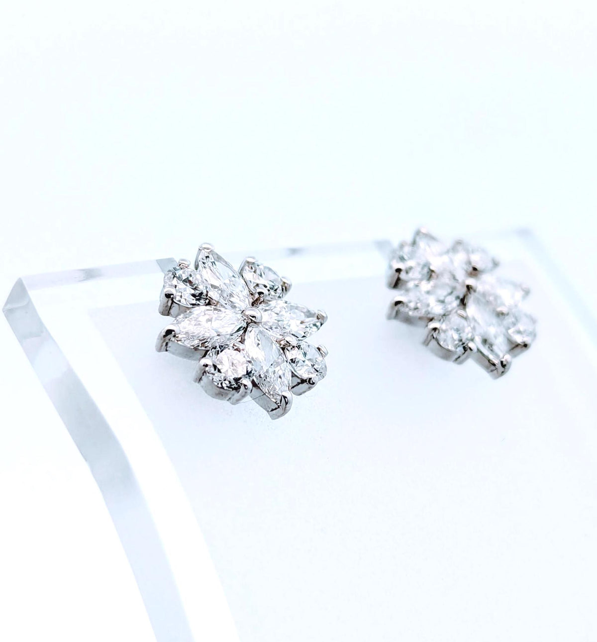 14K White Gold Marquise & Round Lab-Grown Diamond Earrings - 1.65 CT