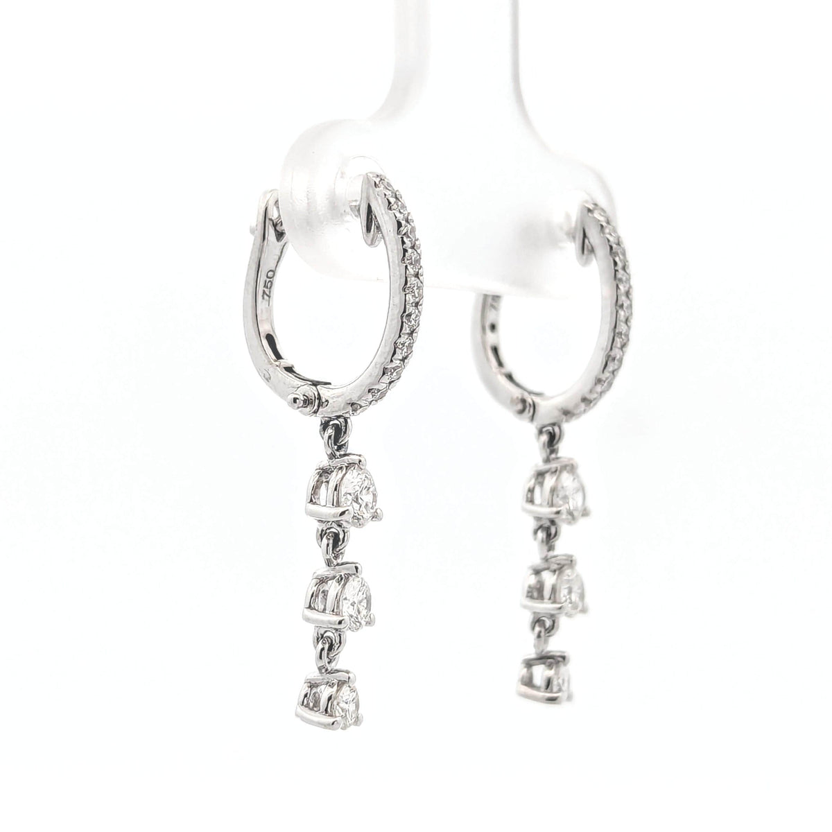 18K White Gold Diamond Drop Earrings: Fine Jewelry Gift