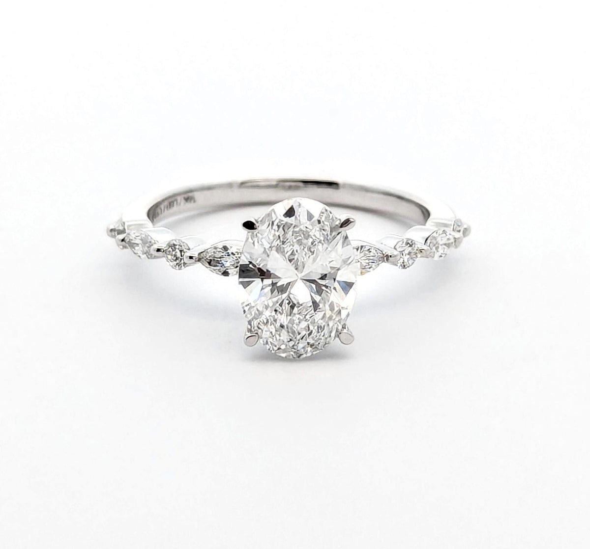 VVS Lab Grown Diamond Engagement Ring: 14k White Gold Oval Solitaire