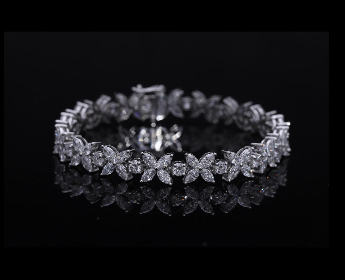 10.69 CT Marquise Lab-Grown Diamond Bracelet: 14k Gold Luxury Jewelry