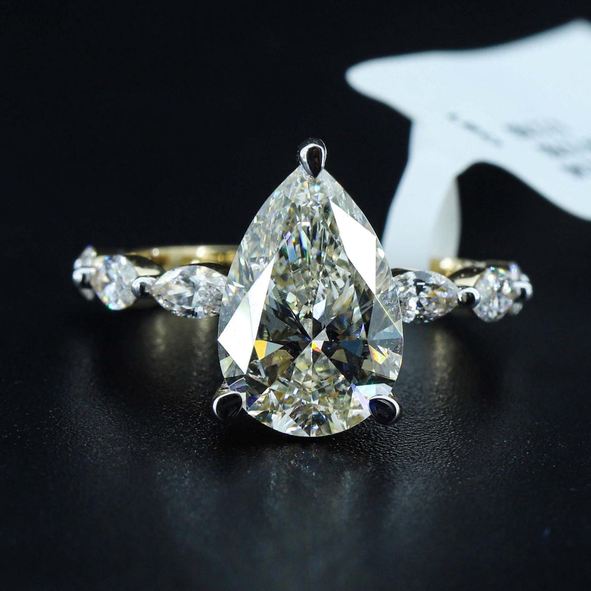 4.90 CT Pear & Marquise Lab-Grown Diamond Engagement Ring: 14k Yellow Gold