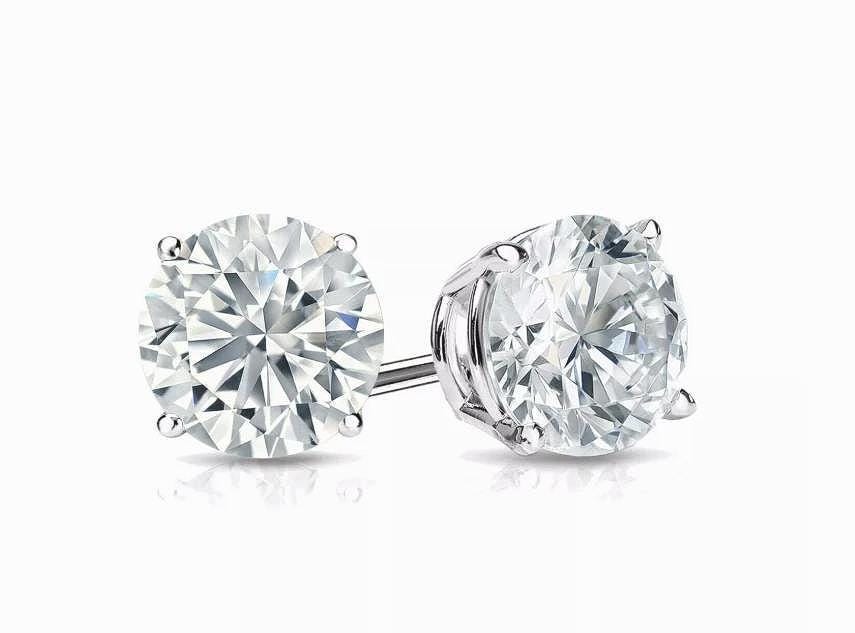 2.00 Ct VVS Round Lab Grown Diamond Studs Earring with 14K White/Yellow Gold