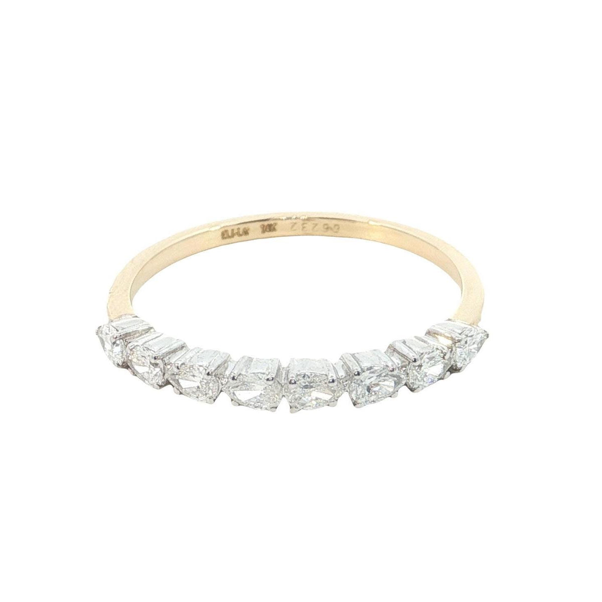 0.40 Ct VVS Pear Cut Lab Grown Diamond Band with 14k Yellow Gold | Stackable Band