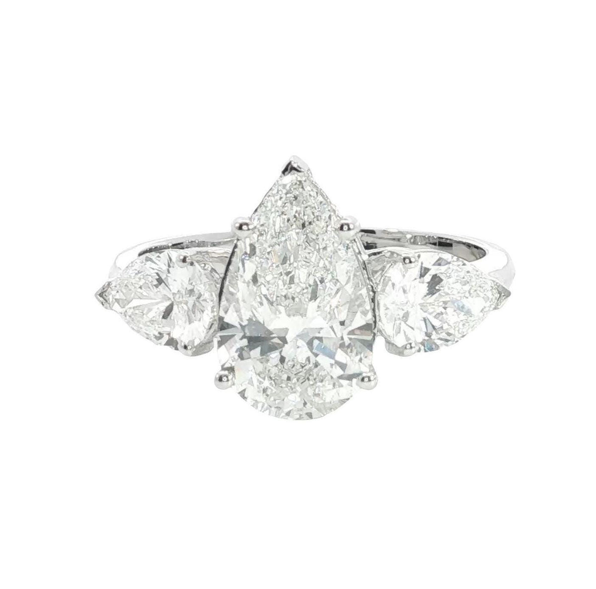 3.10 Ct VVS Pear Cut Lab Grown Diamond Engagement Ring with 14k White / Yellow Gold | Best Gift for Her