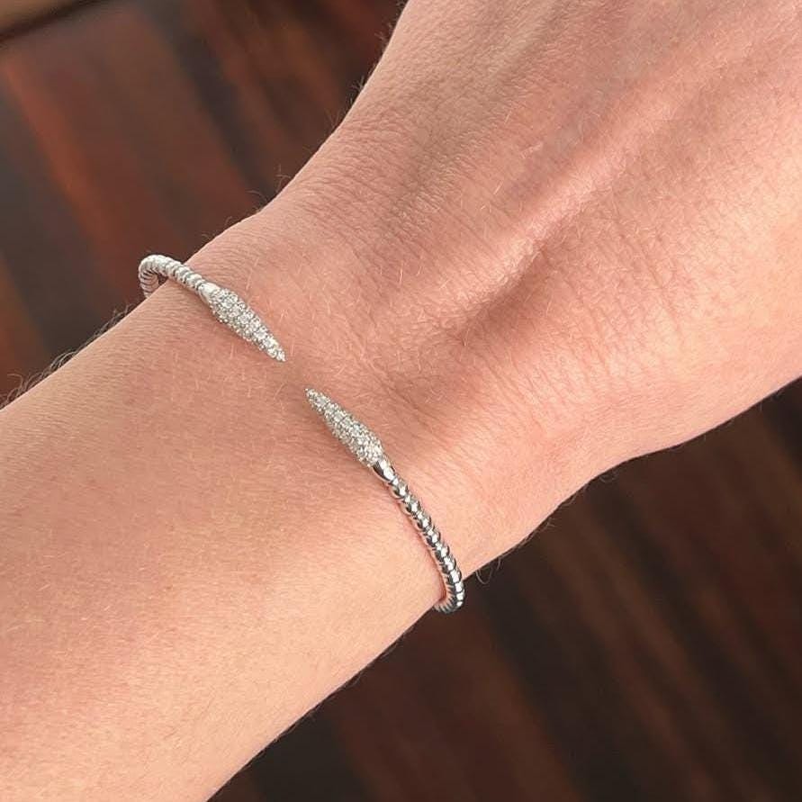 0.50 Ct 14K Natural Diamond Flexible Bracelet | 14K Yellow & White Gold | Best Gift for Her