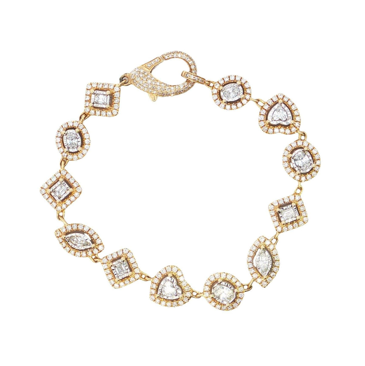 3.10Ct VS1 14k Yellow Gold Natural Diamond Bracelet For Special Occasions