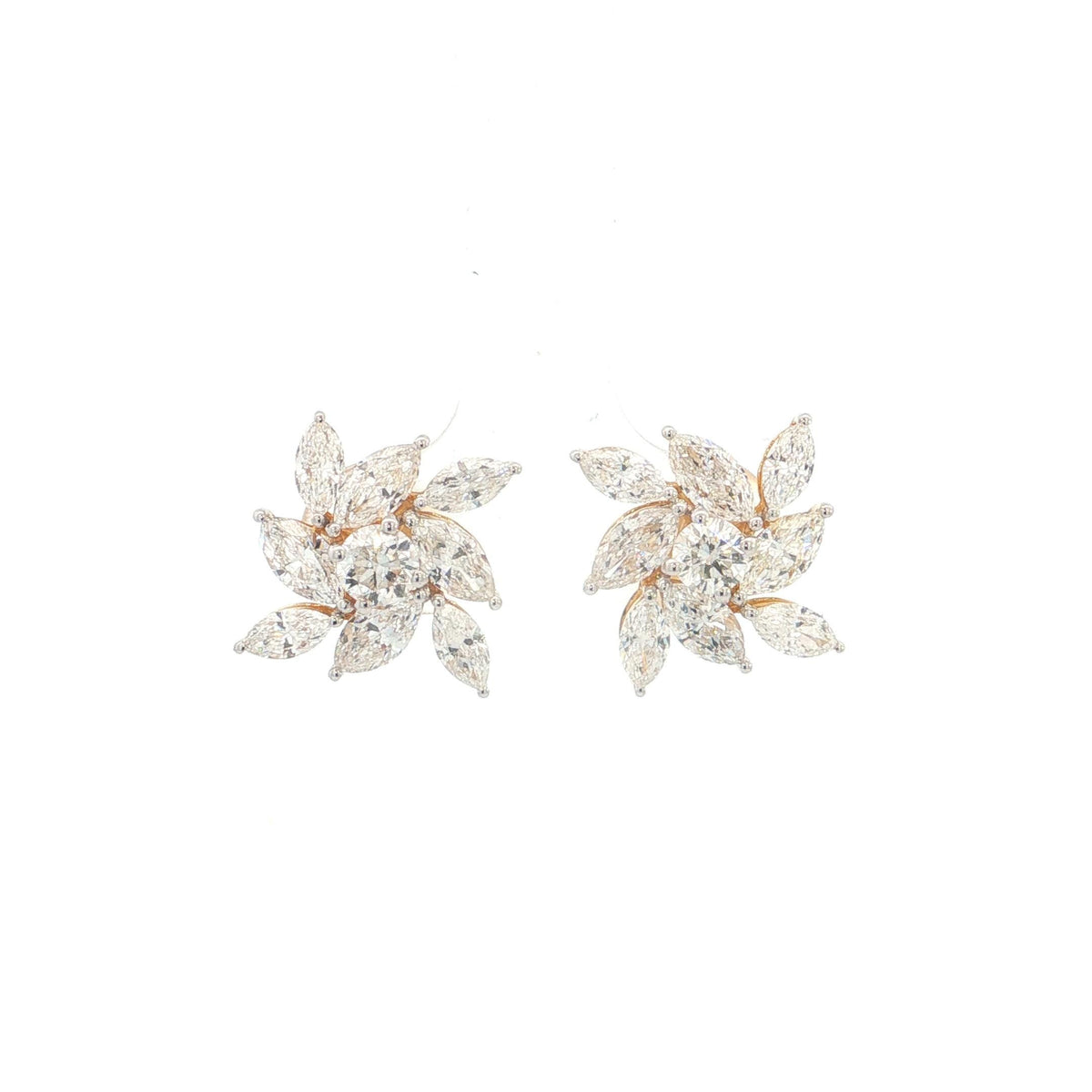 3 Ct VVS Marquise Cut Lab Grown Diamond Earrings with 14K Yellow / White Gold
