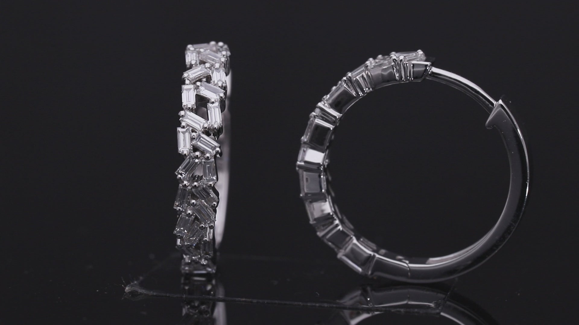0.80 Ct White Baguette Cut Labgrown Diamond Hoop Earrings | 14k White / Yellow / Rose Gold