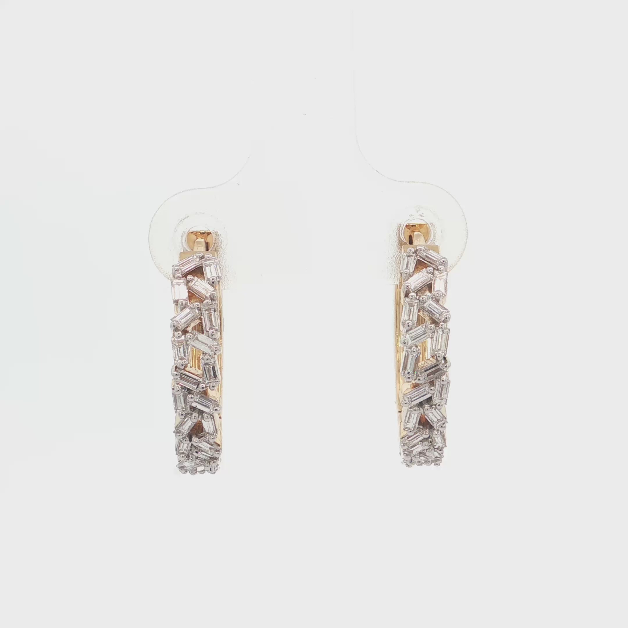 0.80 Ct White Baguette Cut Labgrown Diamond Hoop Earrings | 14k White / Yellow / Rose Gold
