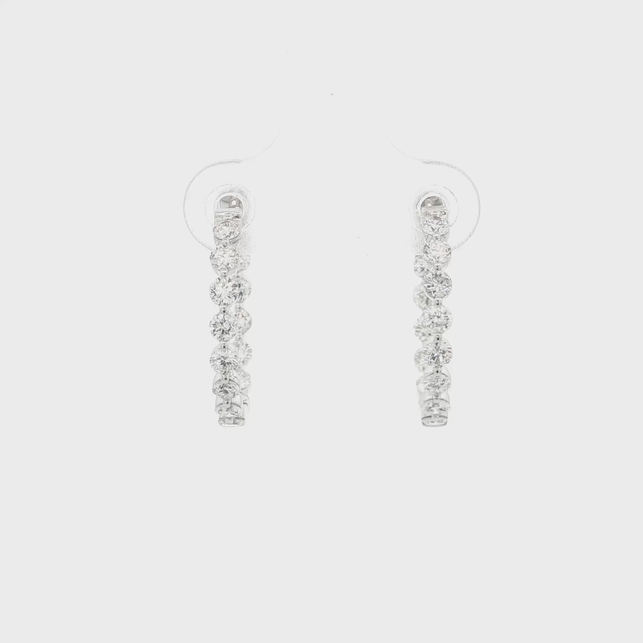 1.40 Ct White Round Cut Labgrown Diamond Hoop Earrings | 14k White / Yellow / Rose Gold