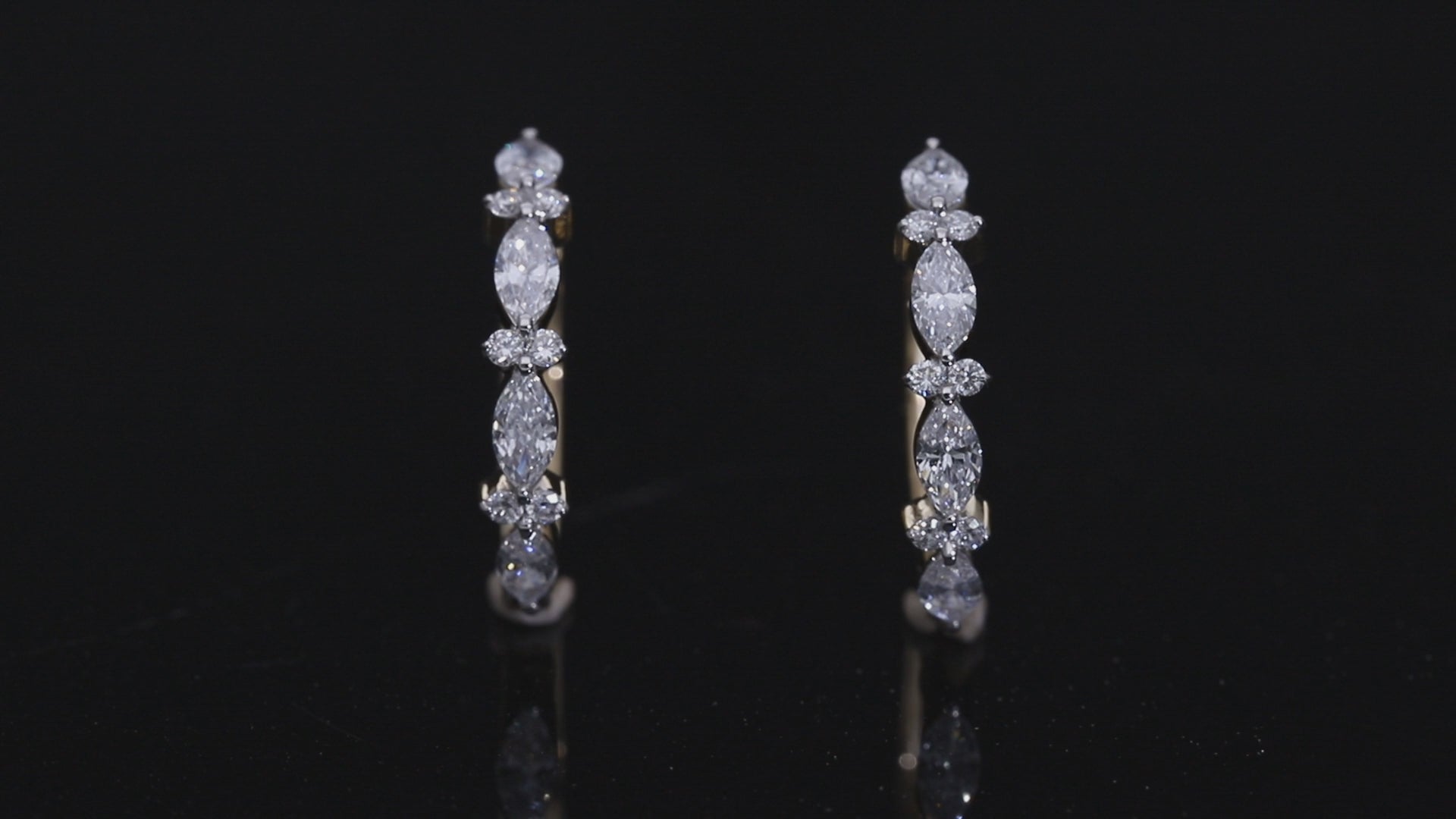 0.50 Ct White Marquise & Round Cut Labgrown Diamond Hoop Earrings | 14k White / Yellow / Rose Gold
