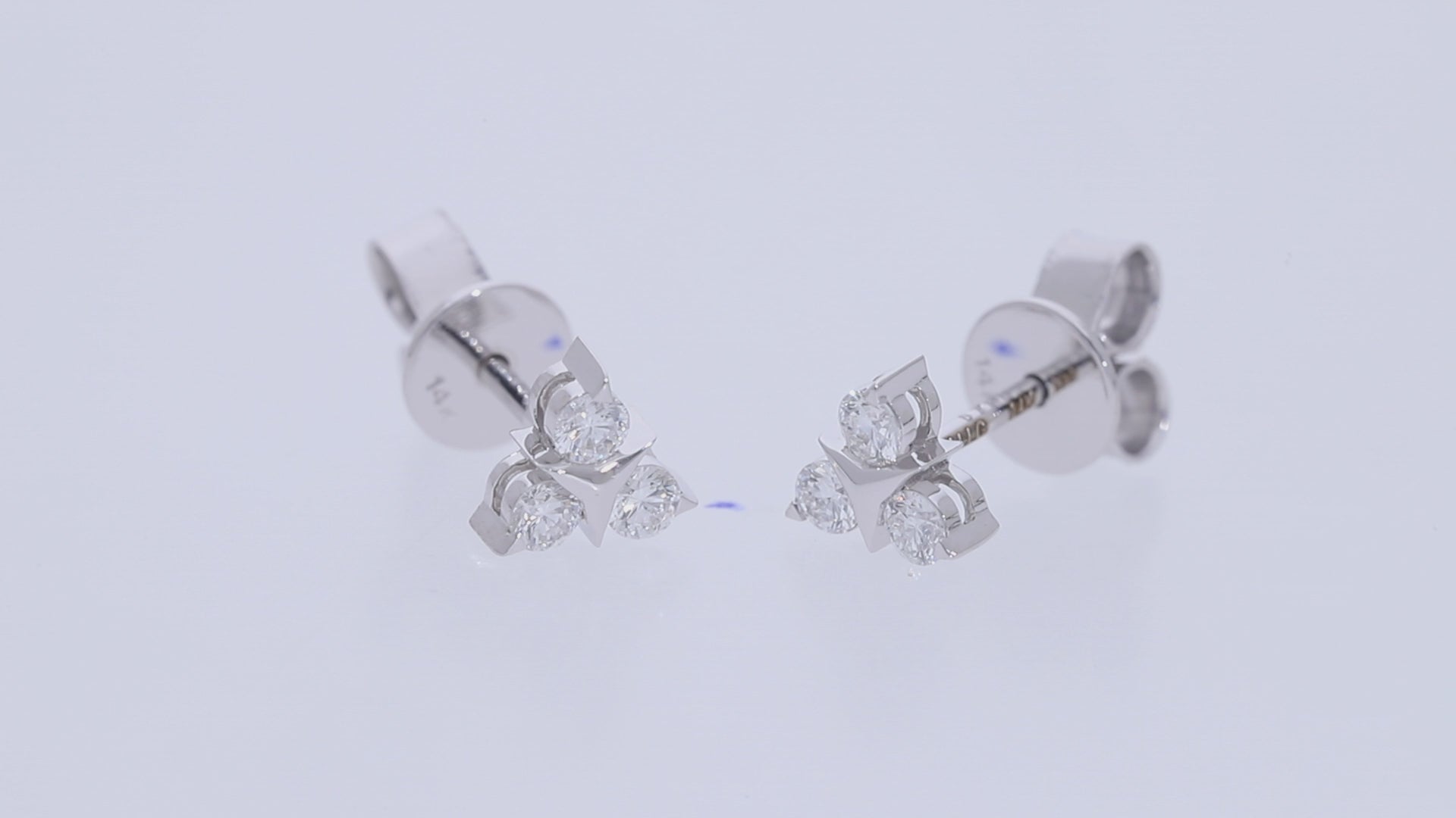 0.30 Ct Round Cut Lab-Grown Diamond Trefoil Cluster Stud Earrings | 14k White / Yellow / Rose Gold