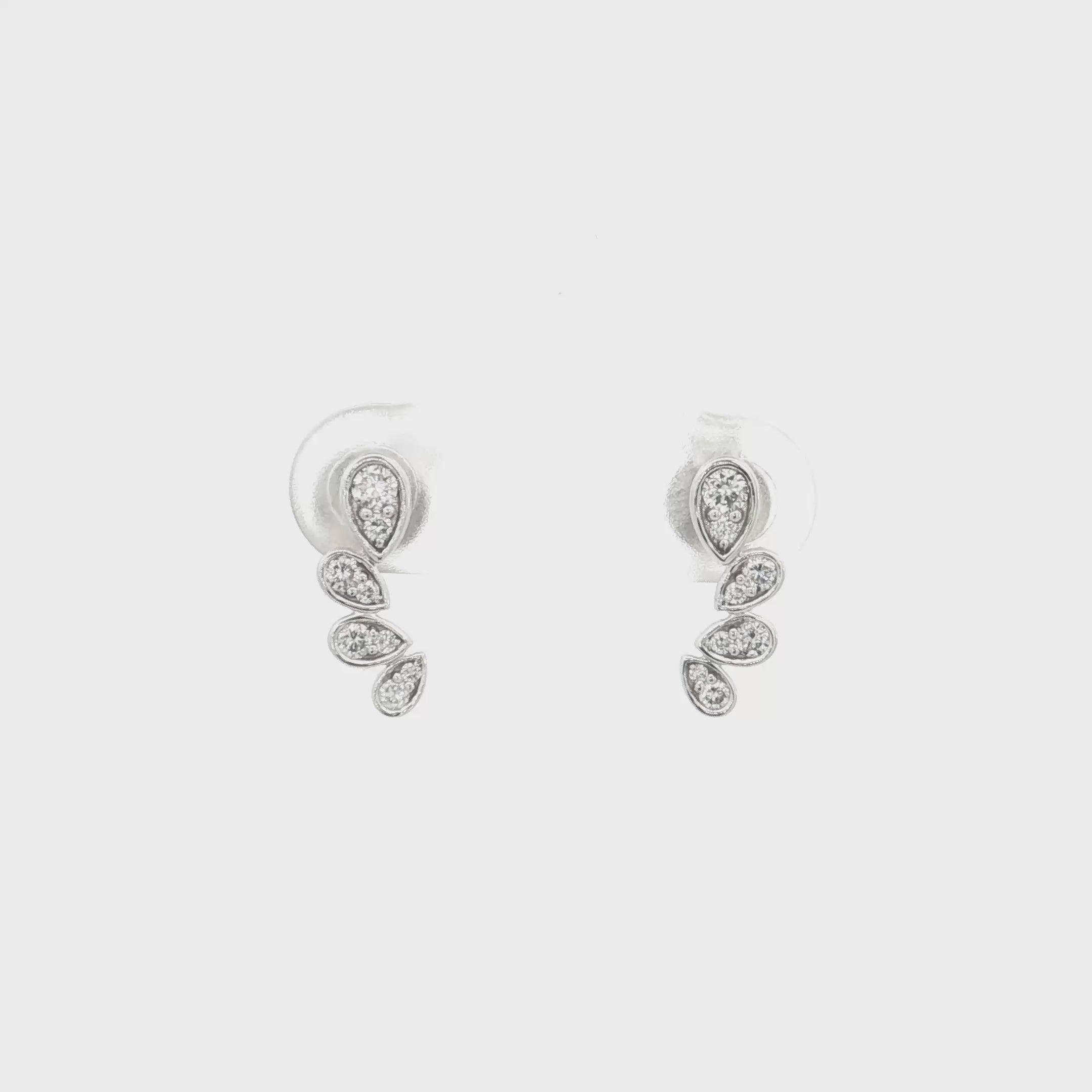 0.30 Ct Round Cut Lab-Grown Diamond Leaf Vine Earrings | 14k White / Yellow / Rose Gold